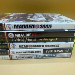Lot of 6 Microsoft Original Xbox Games Trivial Pursuit - sports - Ghost recon